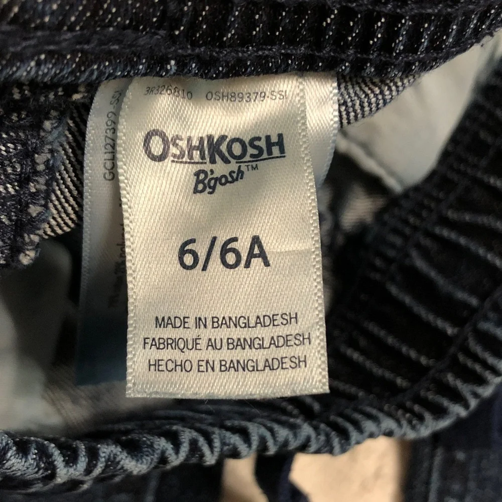OshKosh B'gosh Classic Blue Jeans Girls Size 6/6A Elastic Waist